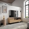 Mueble Tv, Televisión, Muebles De Salón, Almacenaje, 150x57x35cm, Para Tv Hasta 65", Diseño Industrial, Estilo Moderno, Roble