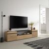 Mueble Tv, Televisión, Muebles De Salón, Almacenaje, 200x45x35cm, Para Tv Hasta 80", Con Almacenamiento, Estilo Moderno, Roble