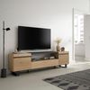 Mueble Tv, Televisión, Muebles De Salón, Almacenaje, 200x57x35cm, Para Tv Hasta 80", Diseño Industrial, Estilo Moderno, Roble