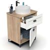 Mueble Baño 60cm Lavabo Sobre Encimera No Incluido, Armario Auxiliar Estilo Vintage 80x61x47cm Blanco  Briebe Eterna