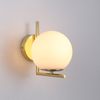Aplique De Pared Alpinaluz "esfera" Cristal Opalino E27 G45, Diseño Minimalista, En Dorado