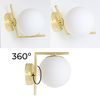 Aplique De Pared Alpinaluz "esfera" Cristal Opalino E27 G45, Diseño Minimalista, En Dorado