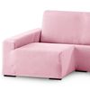 Funda De Sofá Elástica Adaptable. Modelo Rustica. Chaise Longue Brazo Largo Izquierda Rosa