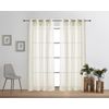 Vipalia - Pack 2 Unidades Cortinas Confeccionadas Rayas Visillo Translucidas Anillas Metal. Color Beige 200x260 Cm