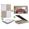 Pack Ahorro: Dormitorio Couple + Armario + Canape Abatible + Colchon Basic Blanco Y Cambria 135x190 Cm