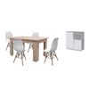 Pack Mesa De Comedor Fija Cambria + 4 Sillas Blanco + Aparador Joana 2 Puertas Blanco Y Cemento