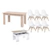 Pack Ahorro: Mesa De Comedor + 6 Sillas, Cambria + Mesa De Centro Blanco Y Cambria