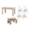 Pack Ahorro: Mesa De Comedor Cambria + 4 Sillas Blanco + Mesa De Centro Cambria