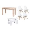 Pack Ahorro: Mesa De Comedor Cambria + 4 Sillas Blanco + Mesa De Centro Blanco