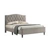 Cama De Matrimonio Jessy 135cm Gris En Terciopelo + Colchon Top Viscoelastico De 28 Cm