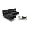 Sofa Cama Chaise Longue Xs Negro + Mesa De Centro Dn Blanco