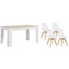 Pack Mesa Extensible De Comedor O Cocina Blanco Y Cambria + 4 Sillas Nordic Blanco