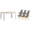 Pack Mesa Extensible De Comedor O Cocina Blanco Y Cambria + 6 Sillas Nordic Gris