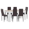 Mesa Extensible De Comedor O Cocina Cambria + 6 Sillas En Polipiel/metal Marron