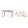 Pack Mesa Fija De Comedor O Cocina Blanco Y Cambria + 6 Sillas Nordic Blanco