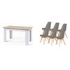 Pack Mesa Fija De Comedor O Cocina Blanco Y Cambria + 6 Sillas Nordic Gris