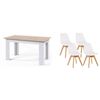 Pack Mesa Fija De Comedor O Cocina Blanco Y Cambria + 4 Sillas Nordic Blanco