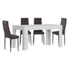 Mesa Extensible De Comedor O Cocina Blanco + 4 Sillas En Polipiel/metal Marron