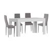 Mesa Extensible De Comedor O Cocina Blanco Y Cambria + 4 Sillas En Polipiel/metal Blanco