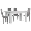 Pack Mesa De Comedor O Cocina Blanco Y Cambria + 4 Sillas En Polipiel/metal Gris