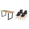 Pack Mesa De Comedor O Cocina Madera Maciza 180cm + 4 Sillas Nordic Negro