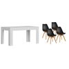 Pack Mesa Extensible De Comedor O Cocina Blanco + 4 Sillas Nordic Negro