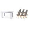 Pack Mesa Fija De Comedor O Cocina Blanco + 6 Sillas Nordic Gris