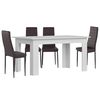 Pack Mesa De Comedor O Cocina Blanco + 4 Sillas En Polipiel/metal Gris