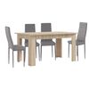 Pack Mesa De Comedor O Cocina Cambria + 4 Sillas En Polipiel/metal Gris