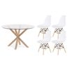 Pack Mesa Redonda De Cristal Templado + 4 Sillas Nordic Blanco 120x75 Cm