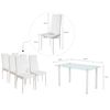 Pack Elegance: Mesa De Cristal Templado + 6 Sillas Polipiel + Mesa De Centro De Cristal Templado Blanco