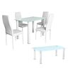 Pack Elegance: Mesa De Cristal Templado + 4 Sillas Polipiel + Mesa De Centro De Cristal Templado Blanco