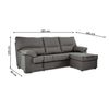 Sofa Chaise Longue Reversible Golden 205cm Gris Oscuro