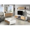 Mueble Tv Zaiken Plus + Estante. Conjunto Muebles De Salon, Blanco Y Roble 180x51 Cm