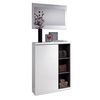 Mueble Recibidor Consola Adhara + Espejo Y Zapatero, Blanco Y Gris 167x79 Cm