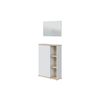 Mueble Recibidor Consola Adhara + Espejo Y Zapatero, Blanco Y Gris 167x79 Cm