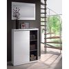 Mueble Recibidor Consola Adhara + Espejo Y Zapatero, Blanco Y Gris 167x79 Cm