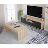 Mueble Tv Zaira 3 Puertas, Cambria Y Grafito 150x46 Cm