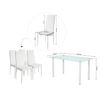 Mesa De Cristal Templado + 4 Sillas Polipiel. Comedor O Cocina, Gris