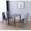 Mesa De Cristal Templado + 4 Sillas Polipiel. Comedor O Cocina, Gris