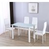 Mesa De Cristal Templado + 4 Sillas Polipiel. Comedor O Cocina, Gris