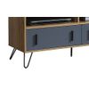 Mueble Tv Industrial Con 3 Cajones, Roble Y Gris 180x55 Cm