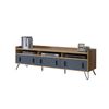 Mueble Tv Industrial Con 3 Cajones, Roble Y Gris 180x55 Cm