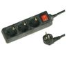 Base Múltiple Negra Con 3 Enchufes E Interruptor 1.5 M De Cable Gsc 0000025