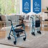 Andador Para Ancianos Mobiclinic Aluminio Ligero Y Plegable Frenos Con Asiento Cesta Y 4 Ruedas Prado Azul