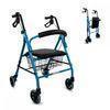 Andador Para Ancianos Mobiclinic Plegable Con Frenos Aluminio Con Cesta Y Asiento 4 Ruedas Escorial Azul