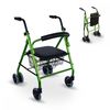 Andador Para Ancianos Mobiclinic Aluminio Ligero Y Plegable Frenos Con Asiento Cesta Y 4 Ruedas Prado Verde