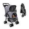 Carrito Para Perros Plegable Mobiclinic Ruedas Con Freno Y 360º 3 Accesos Con Toldo Cesta Almacenaje Y Portavasos Gris