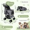 Carrito Para Perros Plegable Mobiclinic Ruedas Con Freno Y 360º 3 Accesos Con Toldo Cesta Almacenaje Y Portavasos Gris