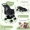 Carrito Para Perros Mobiclinic Plegable Ruedas Con Freno Y 360º 3 Accesos Con Toldo Cesta Almacenaje Y Portavasos Negro